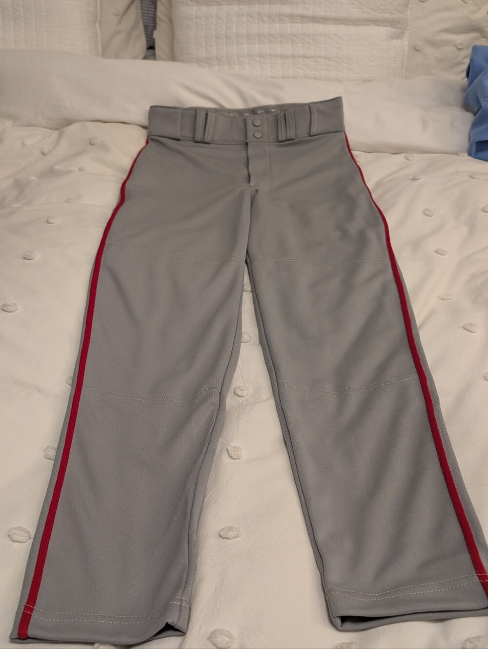 Champro Men's Athletic Gray Baseball Pants with Red Side Stripe